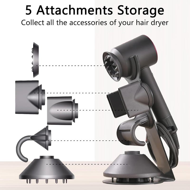 Lasvea Hair Dryer Holder for Dyson Supersonic,Pure Cast Iron Magnetic Stand Holder with Power Plug Cable Organizer(Suit for Laifen), Over 50% Thicker Base for Enhanced Stability,4 Magnet Ring for - Image 2